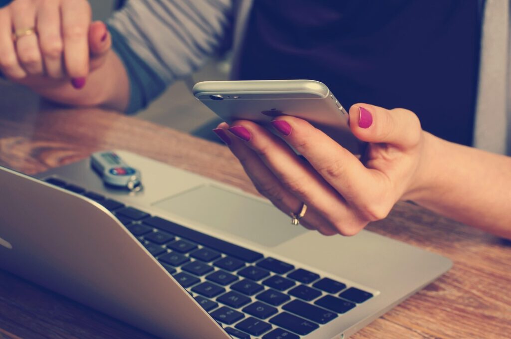 office laptop and phone